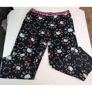 Hello Kitty Sanrio Black Pajama Pants with Pink Waistband Women's Size XL